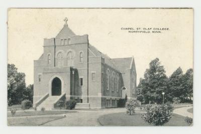 Hoyme Memorial Chapel front sidewalk postcard#1