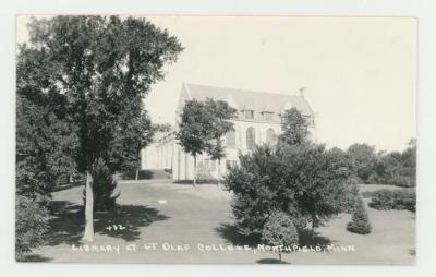 Rolvaag Memorial Library view from afar, St. Olaf College postcard