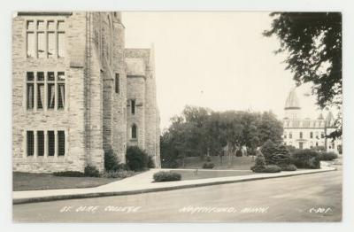 Holland Hall and Old Main on the St. Olaf College campus postcard