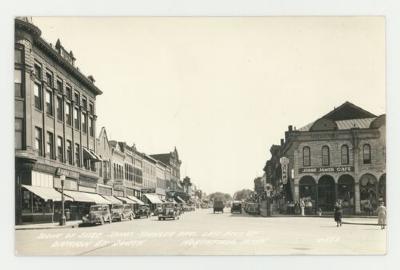 Scene of Jesse James and the Younger Brother's last hold up postcard