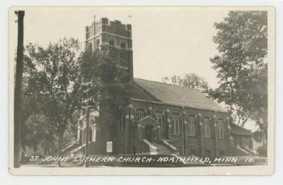 St. John's Lutheran church, Northfield, Minnesota postcard