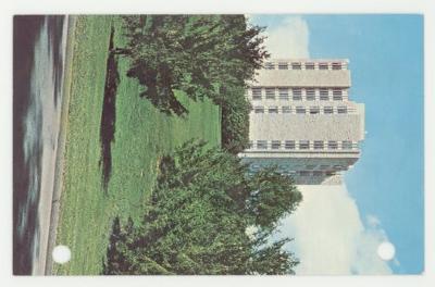 New Mohn Hall men's tower dormitory postcard