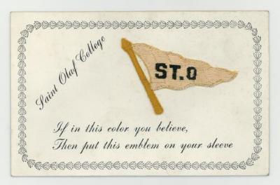 St. Olaf College pennant emblem postcard