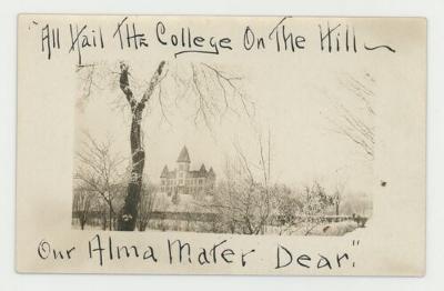"All Hail the College on the Hill Our Alma Mater Dear" postcard