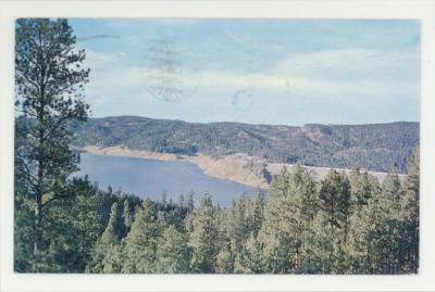 Pactola dam, Black Hills, South Dakota postcard