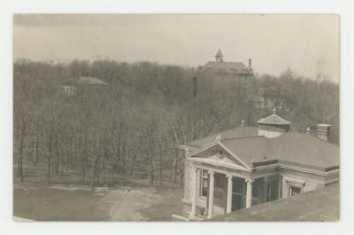 Aerial view of Steensland Library postcard