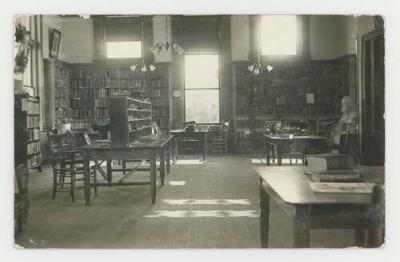 Interior study room of the Steensland Library postcards